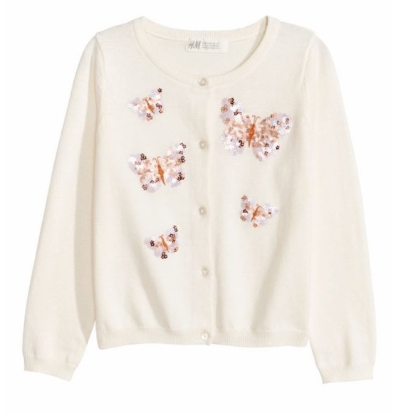 H&M Other - H&M Natural/White Butterflies Cotton Cardigan